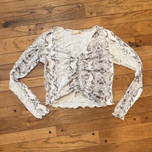 Snake Print Y2K Vibes Ruched Long Sleeve Top